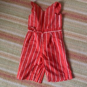 Janie and Jack Red and White Striped Jumpsuit